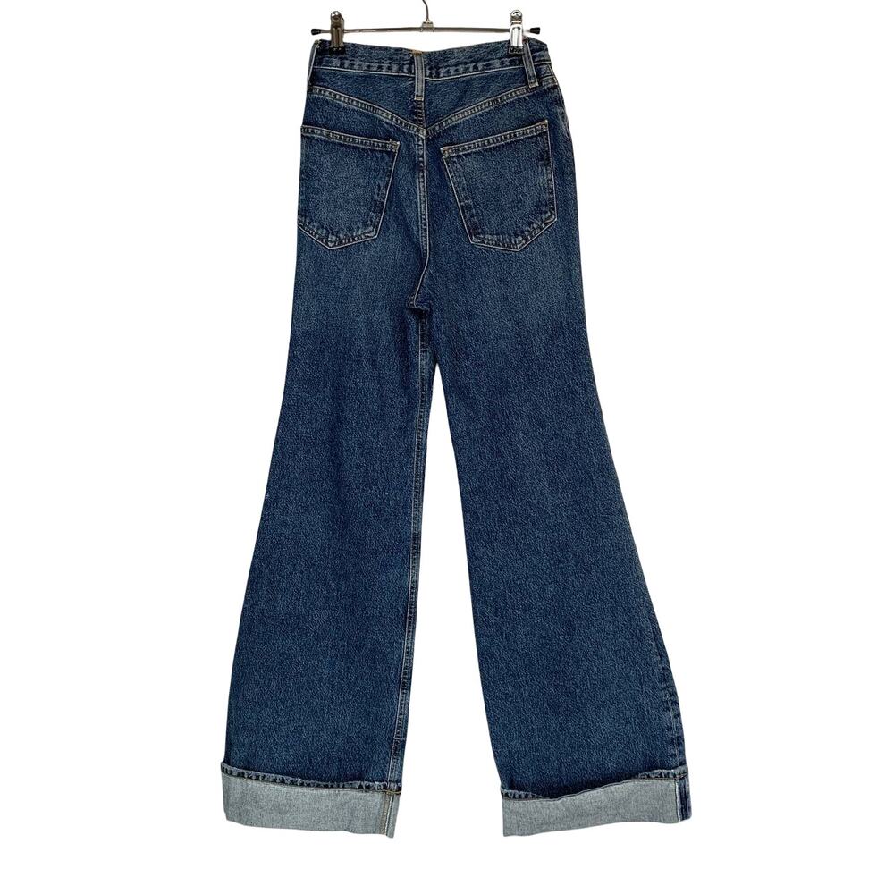 Agolde Dame Wide Leg Jeans 24 in Blue Denim High Rise Organic Cotton - Picture 3 of 13